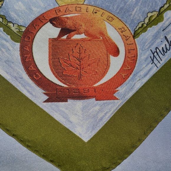 Vintage Silk Scarf by CANADIAN PACIFIC RAILWAY 1881 H MICHOL 1981 - Picture 8 of 10